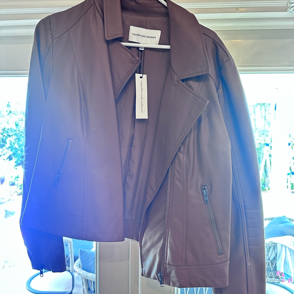 Cupcakes & Cashmere Brown Leather Vintage Jacket